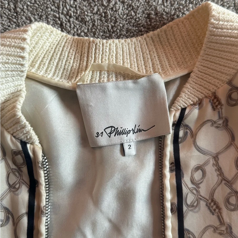 Philip Lim 100% silk scarf pattern bomber jacket - Picture 5 of 6